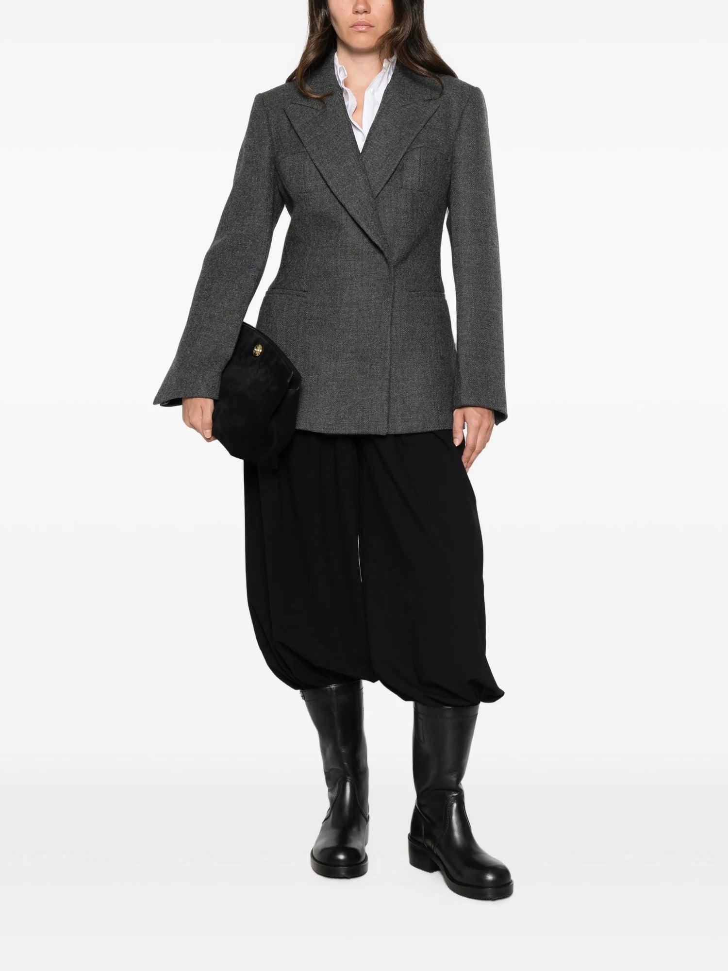 Cup detailed blazer, grey melange