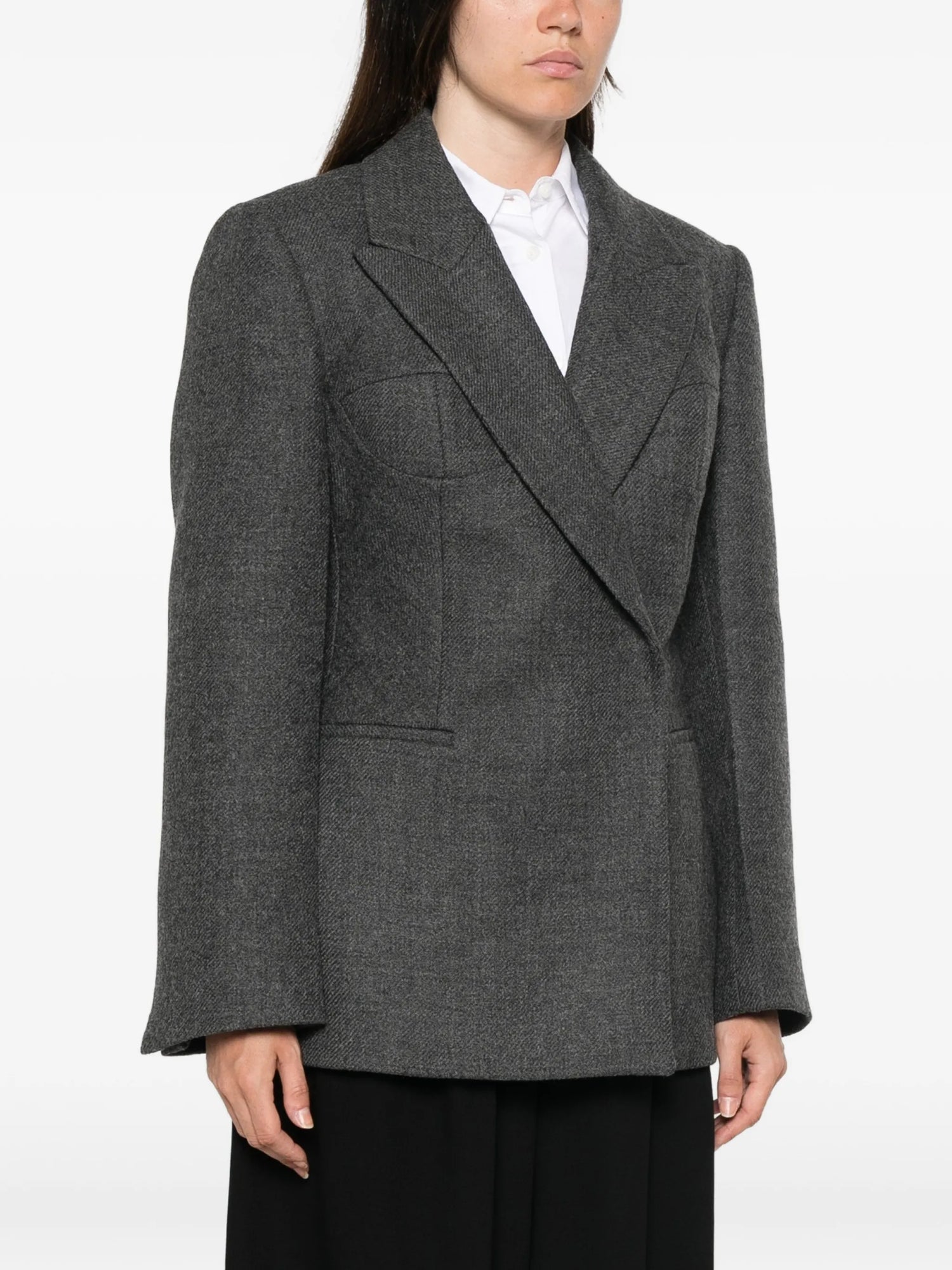 Cup detailed blazer, grey melange