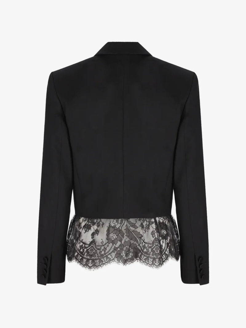 Valiant lace cropped blazer, black