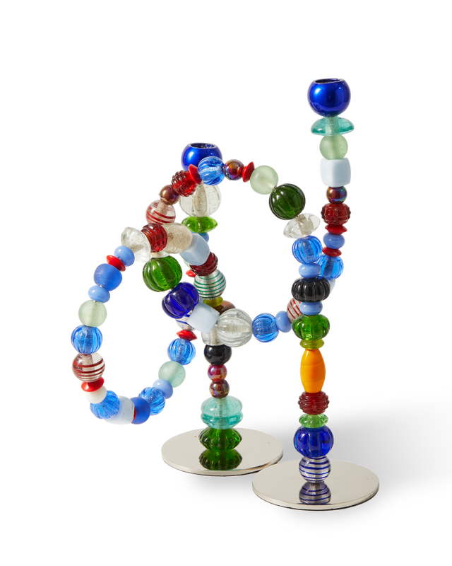 Beads candle holder, multicolour