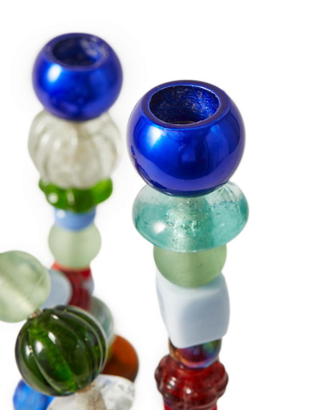 Beads candle holder, multicolour