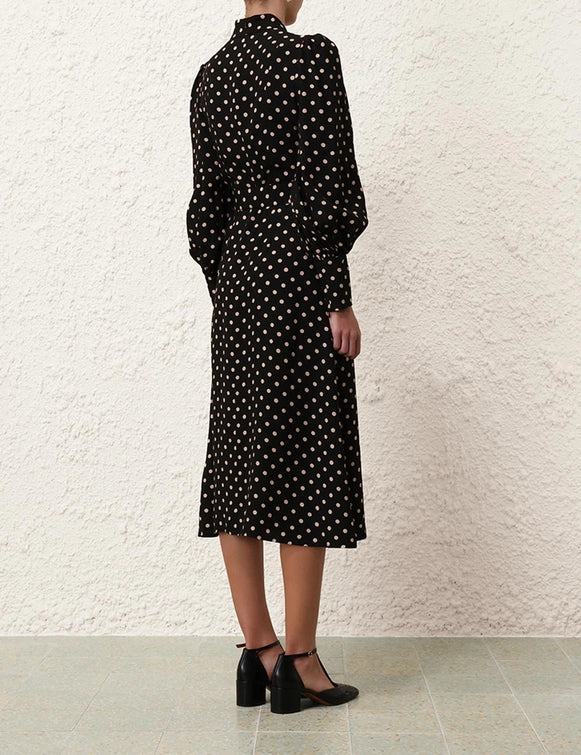 Utility Midi Dress, Black/Cream Dot