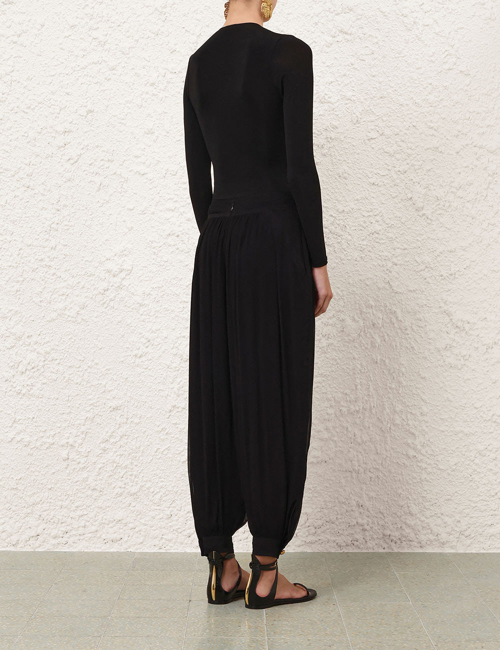 Luna billow harem trousers, black