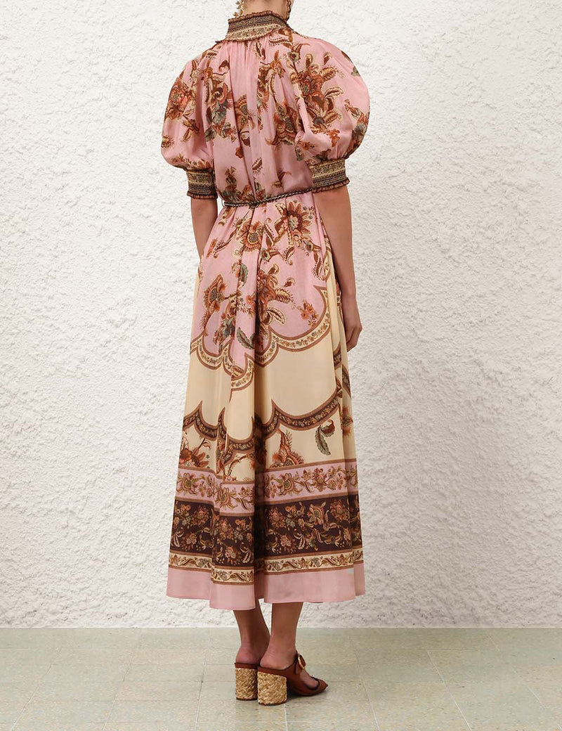 Aster billow maxi dress, mauve print