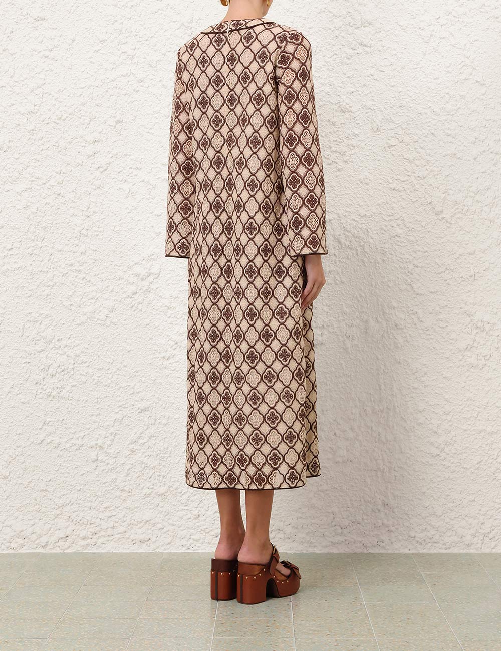 Luna guipure midi dress, chocolate cream