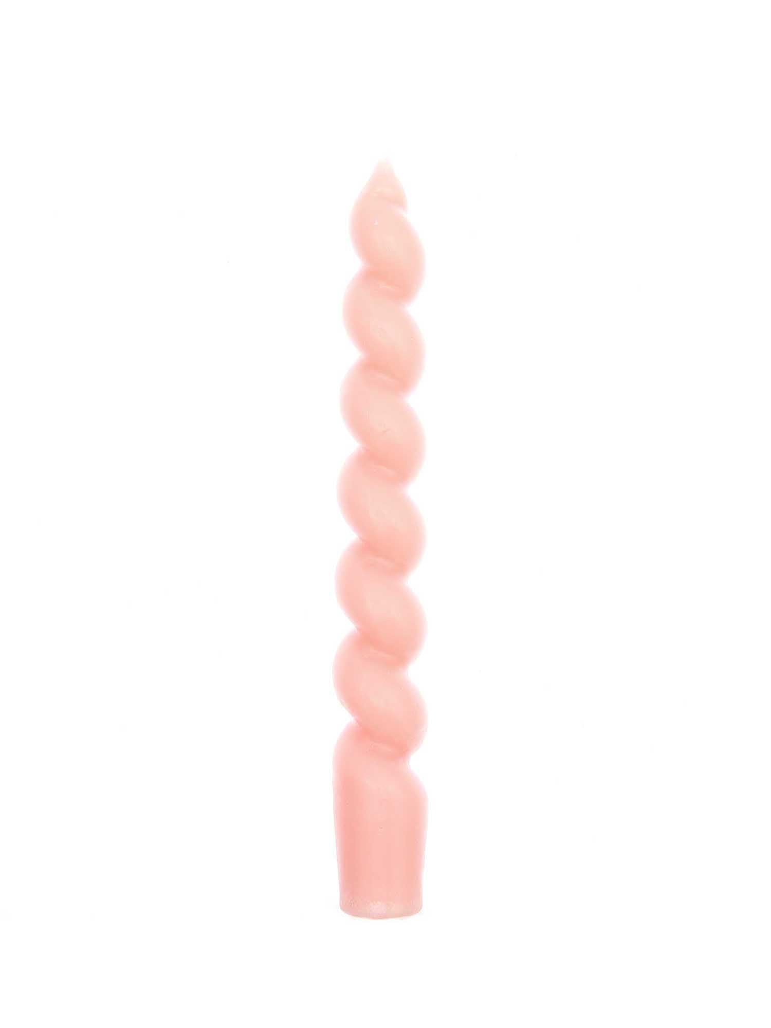 Spiral candle, smokey rose (18,5 cm)