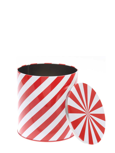 Cookie jar candy stripes, red-white (15 cm)