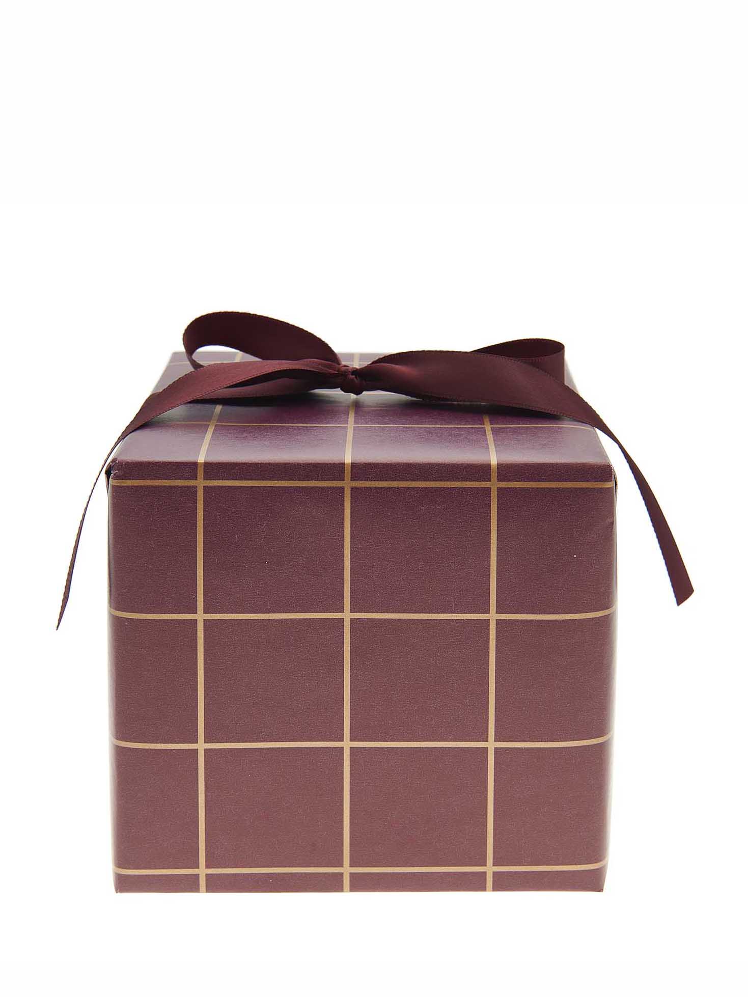 Grid wrapping paper roll, burgundy-gold (2m)