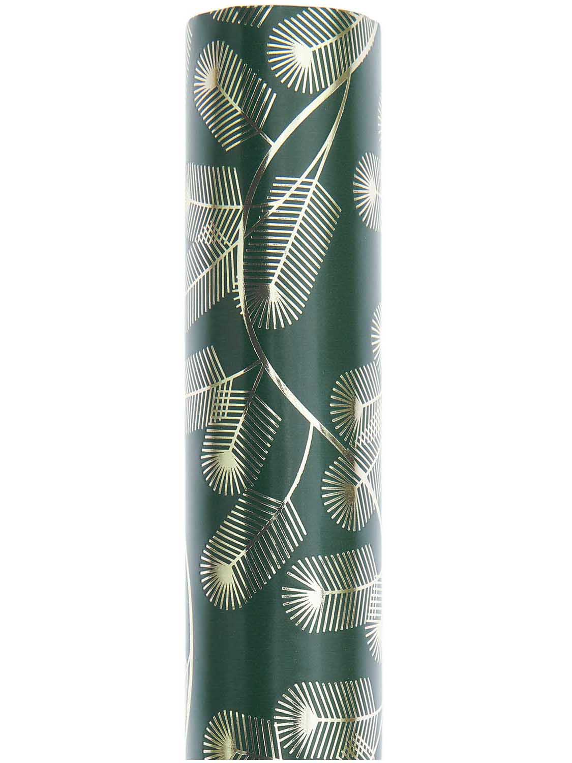 Fir Branches Wrapping Paper, green/gold