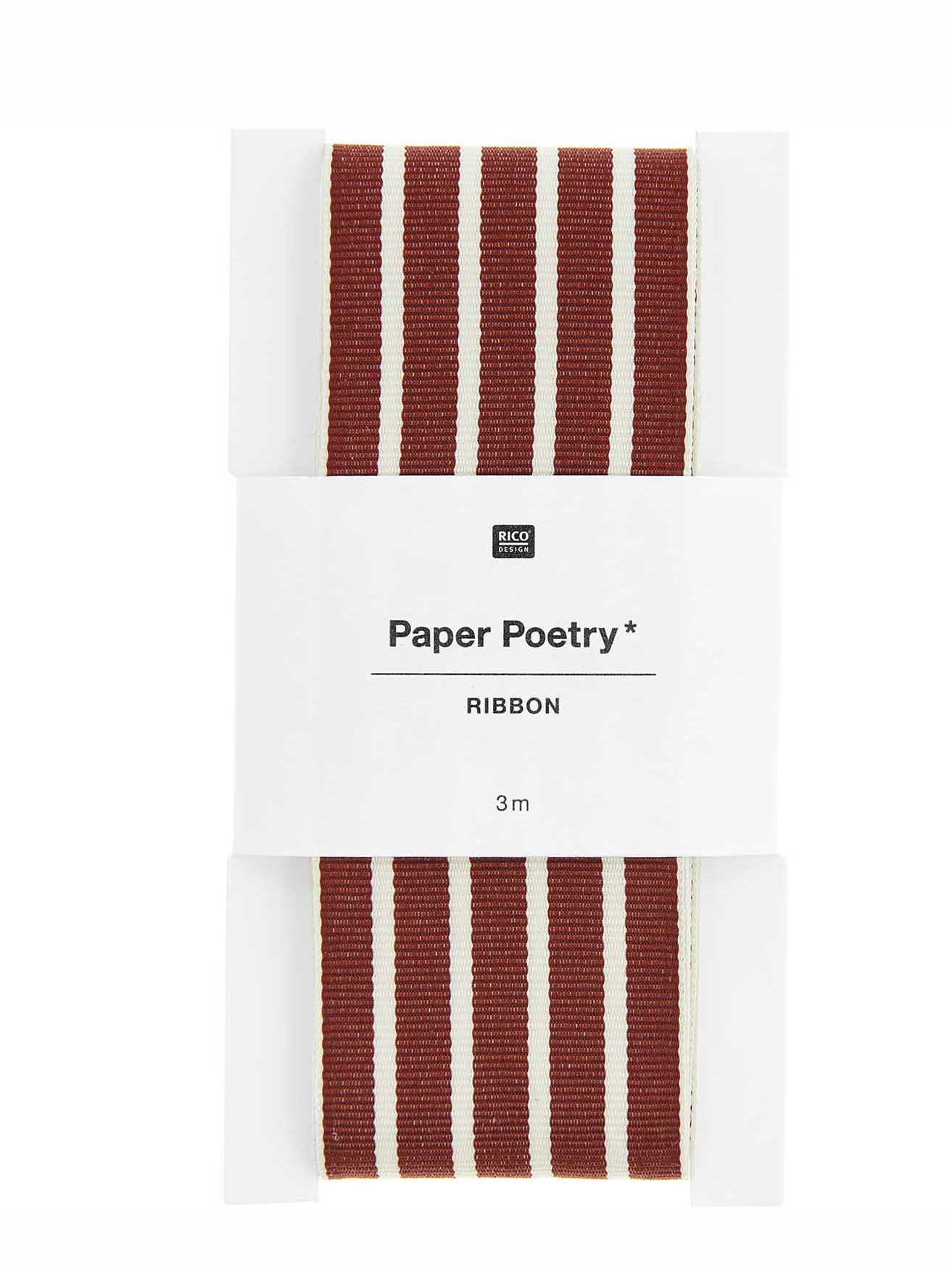 Woven ribbon stripes, bordeaux-off-white (38mm/3m)