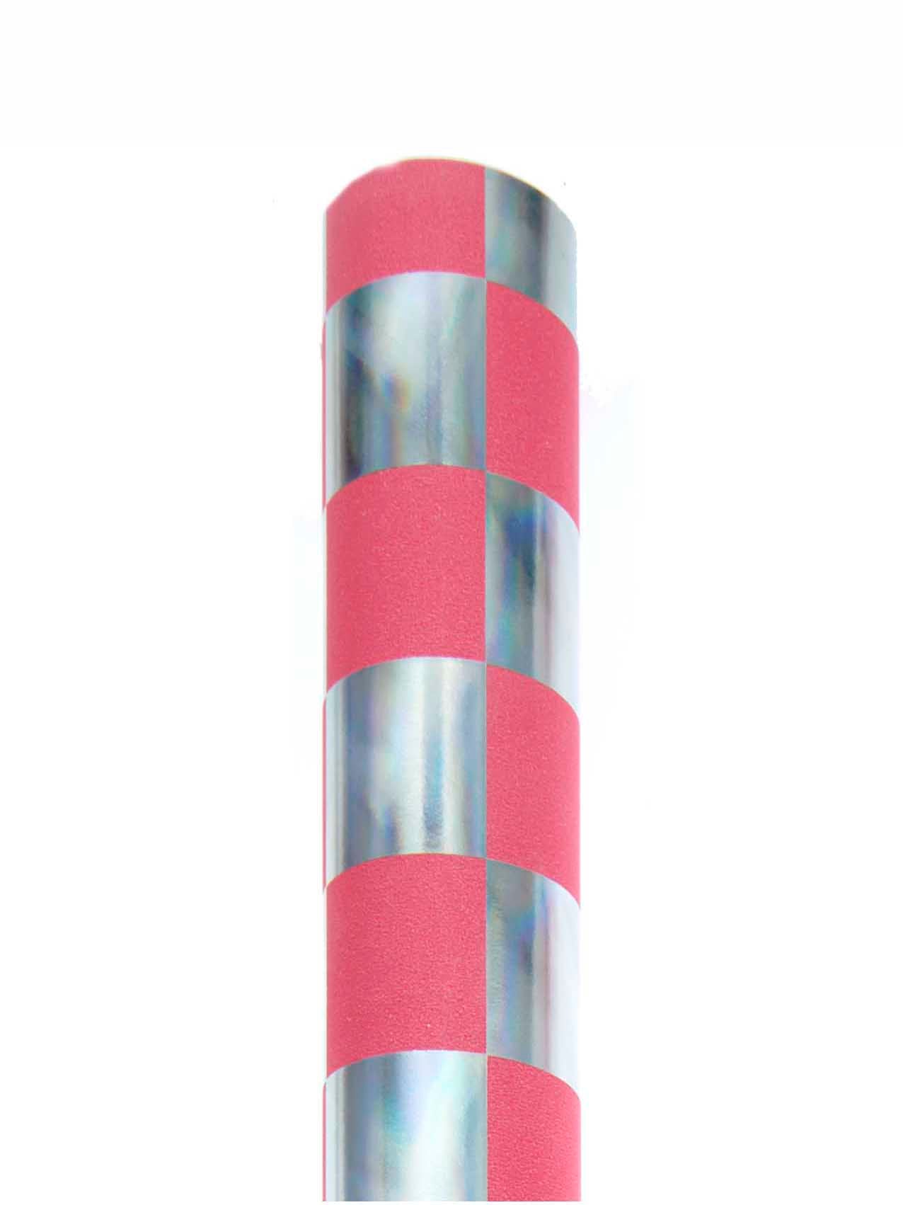 Chessboard wrapping paper roll, Neon Pink - Silver (2m)