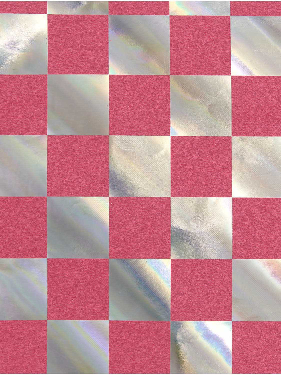 Chessboard wrapping paper roll, Neon Pink - Silver (2m)