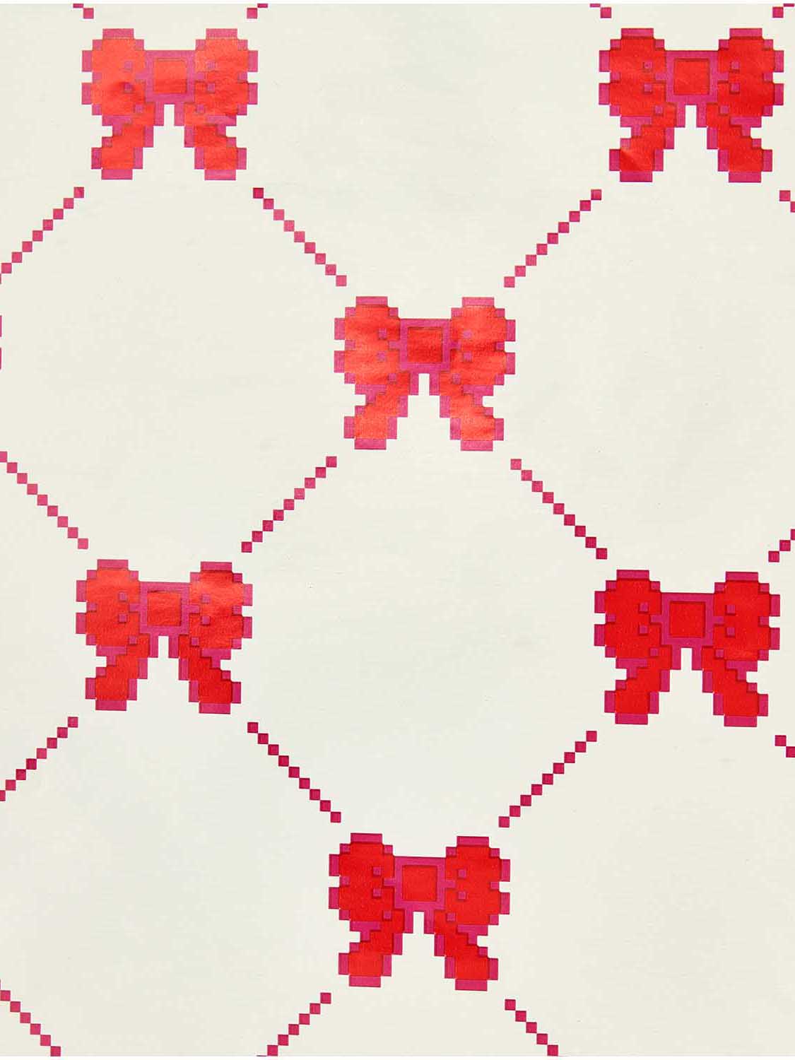 Pixel Bows wrapping paper roll (2m), cream-red