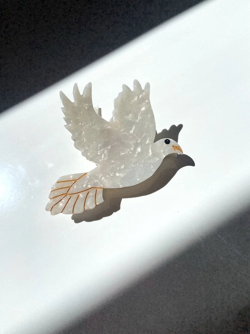 Peace dove bird hair claw clip