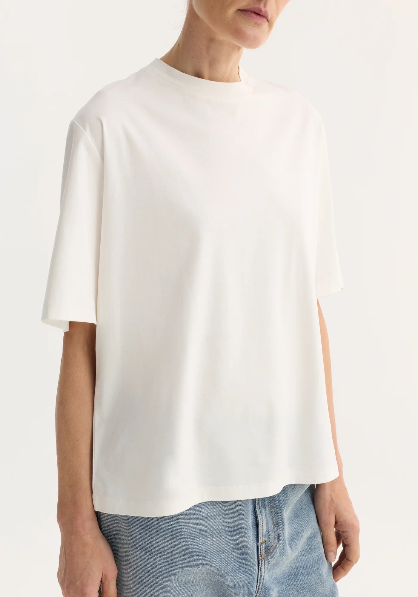 Oversized cotton silk t-shirt, off white