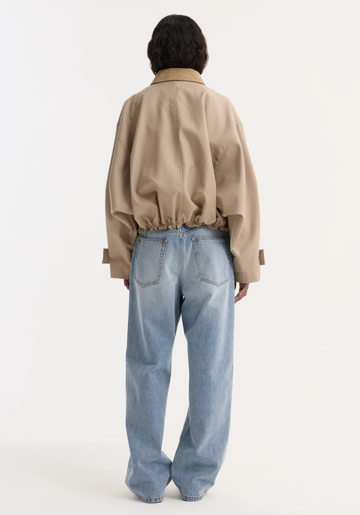 Suede collar blouson jacket, sand