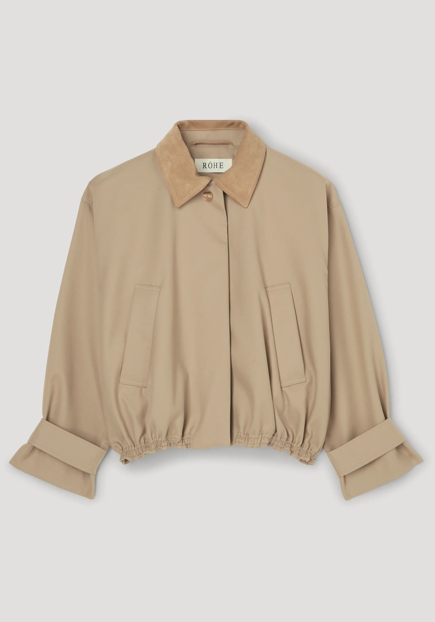 Suede collar blouson jacket, sand