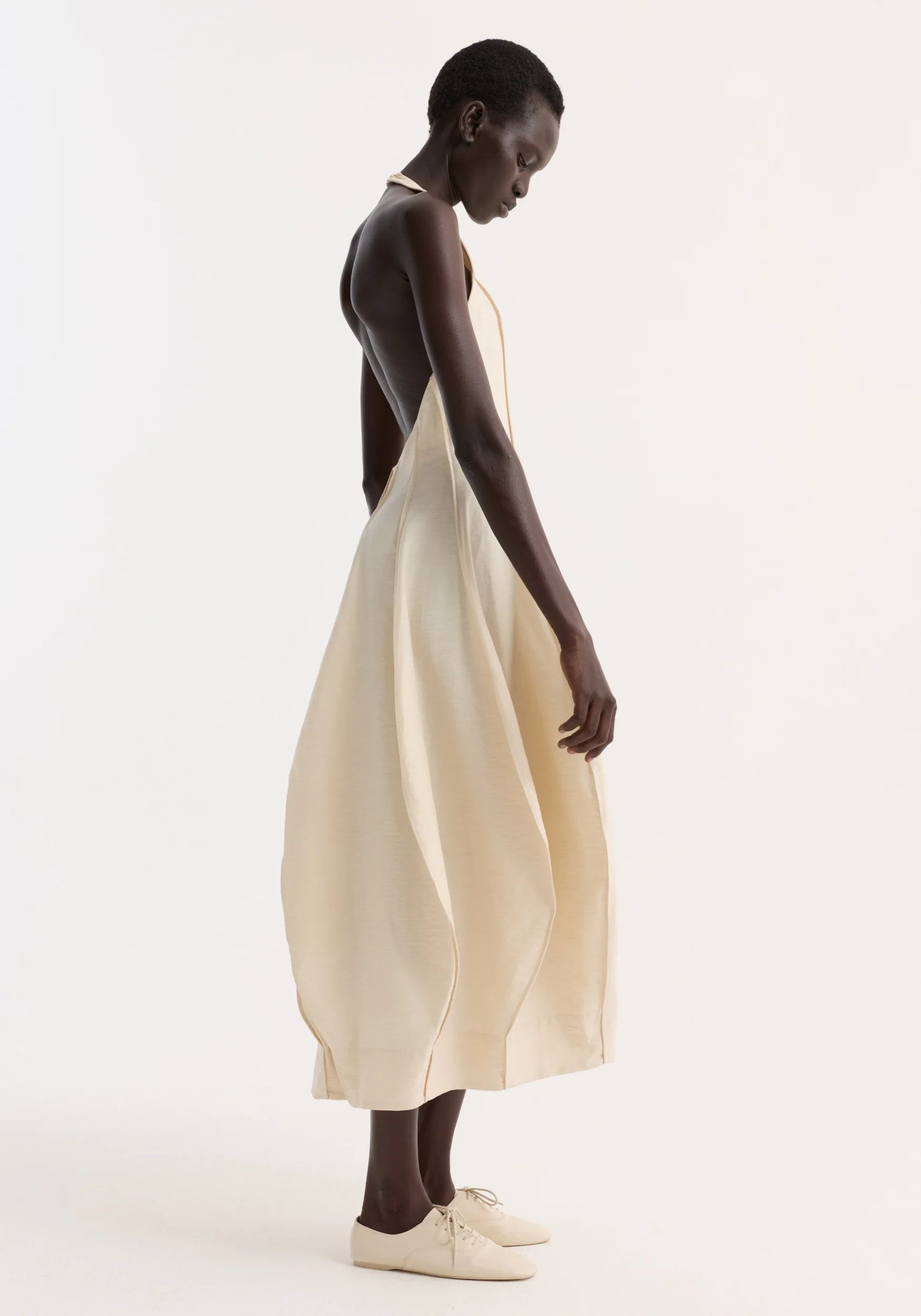 Open back movement dress, butter