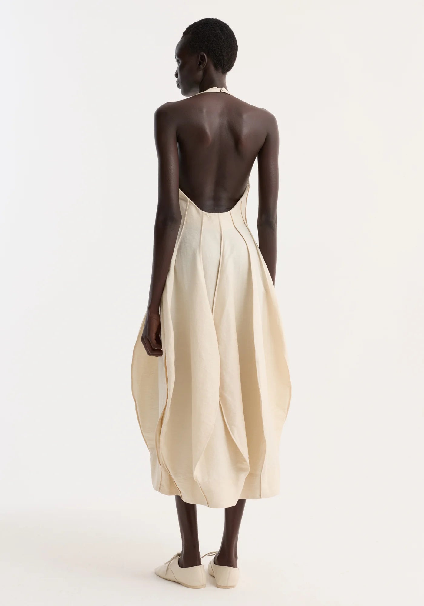 Open back movement dress, butter