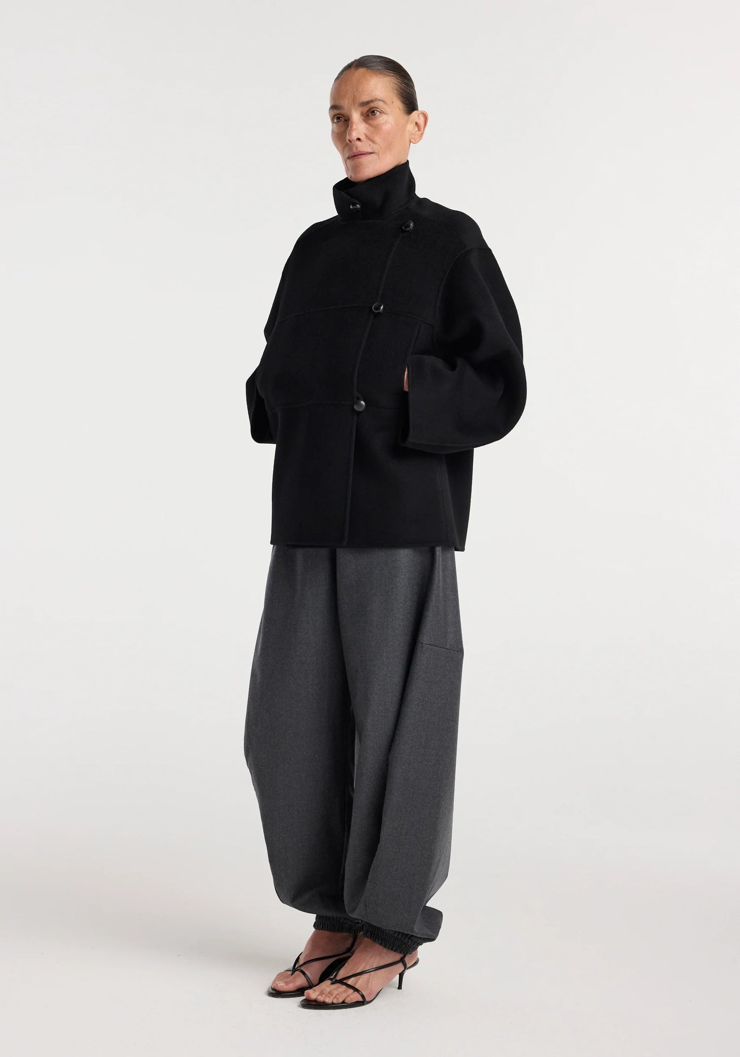 Double-faced wool jacket, black