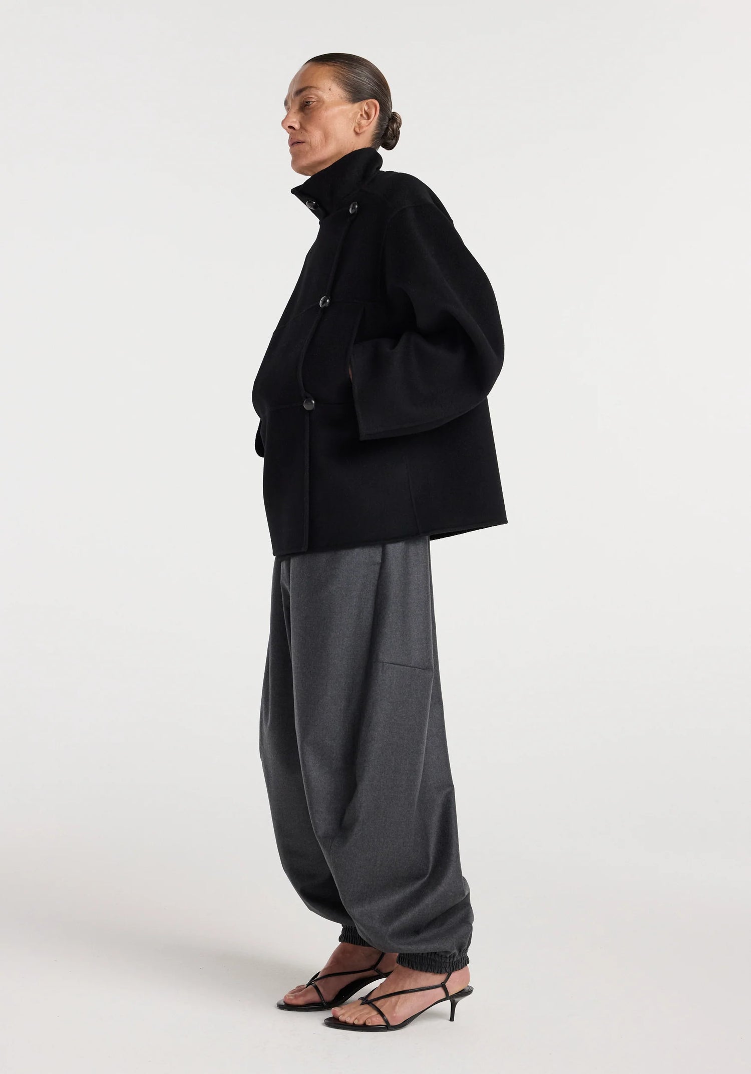 Double-faced wool jacket, black