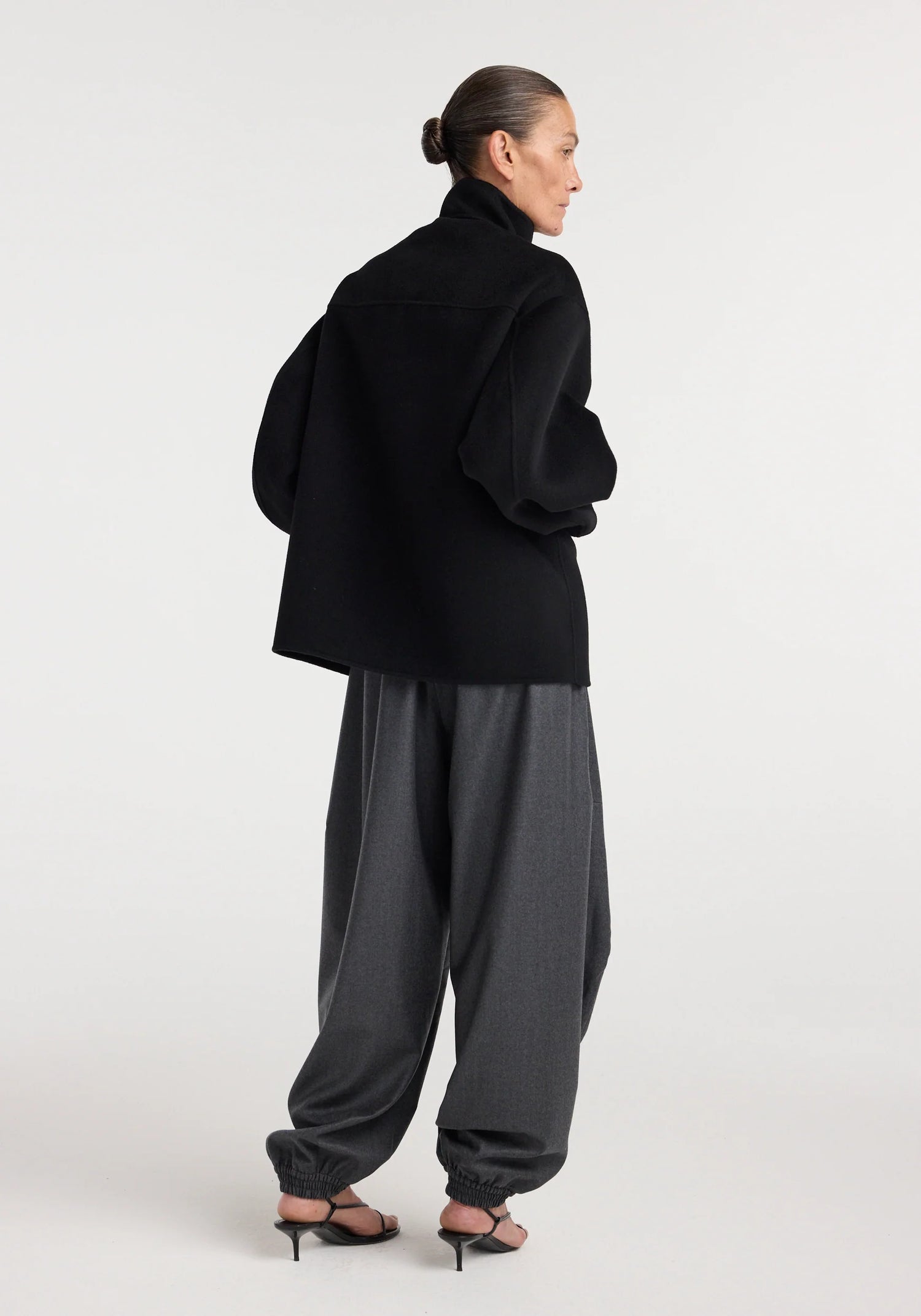 Double-faced wool jacket, black