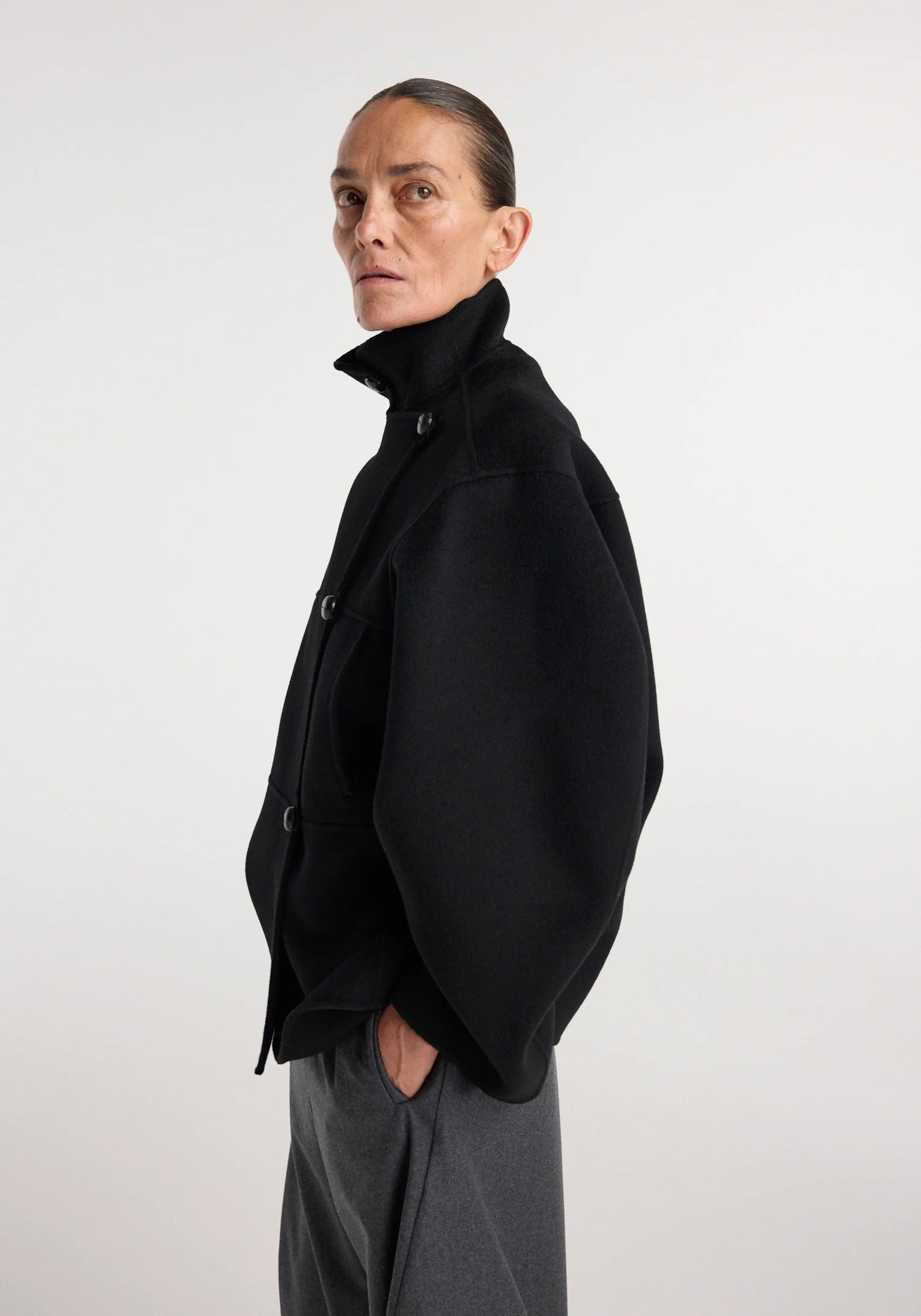 Double-faced wool jacket, black
