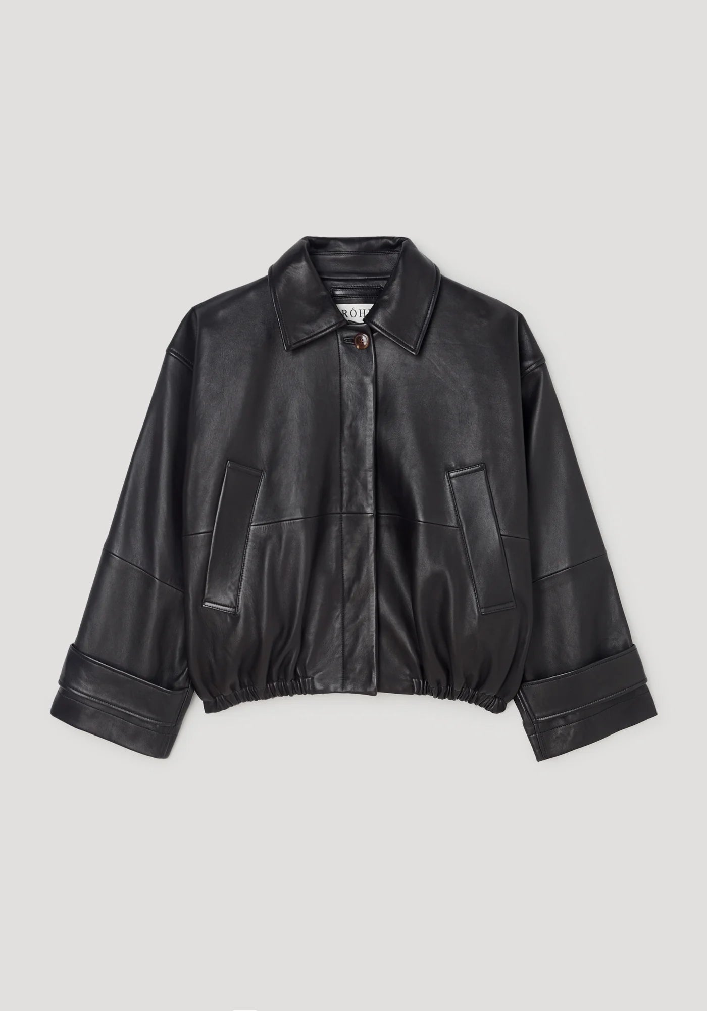 Leather blouson jacket, black