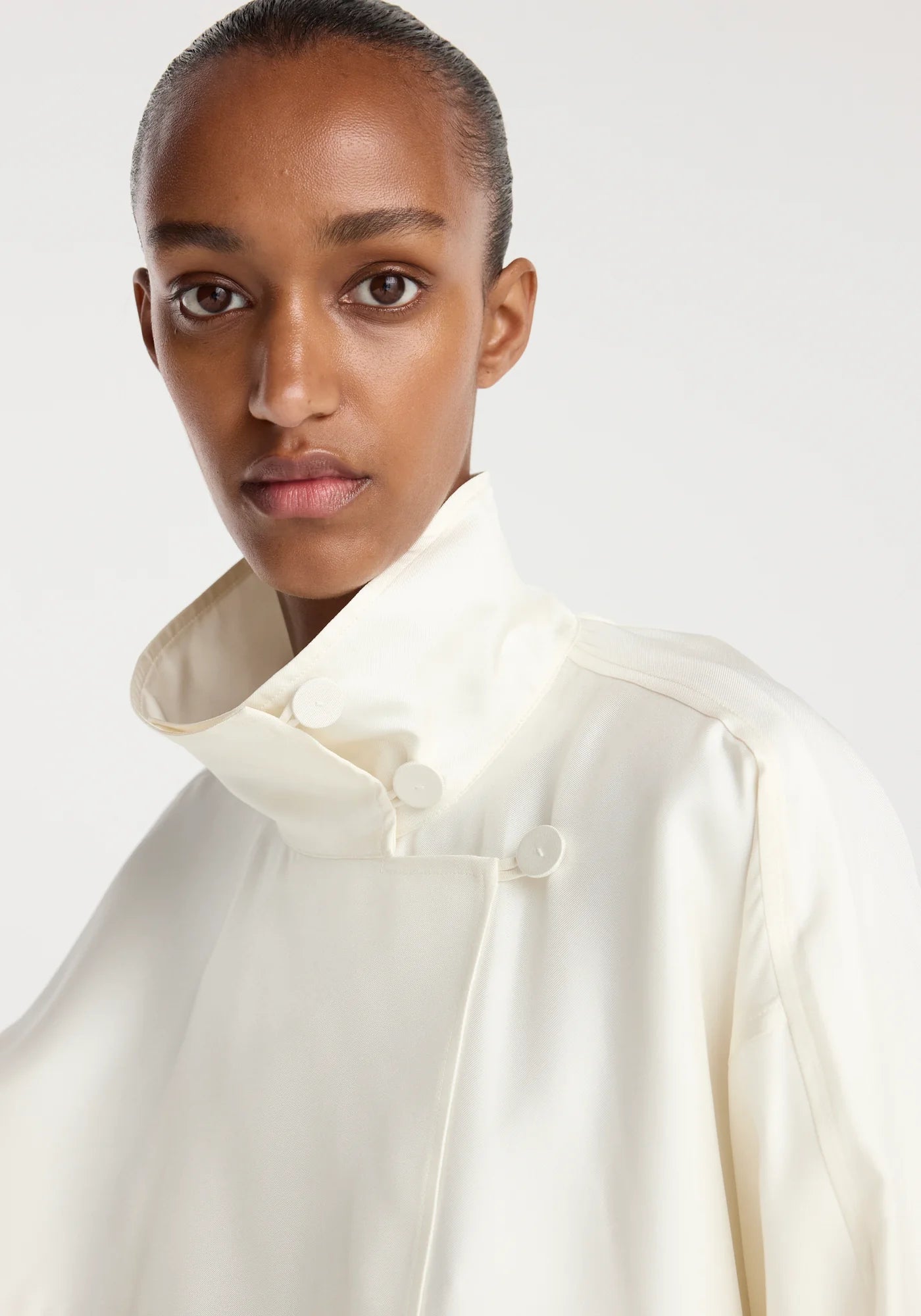 Silk blouson anorak, ivory