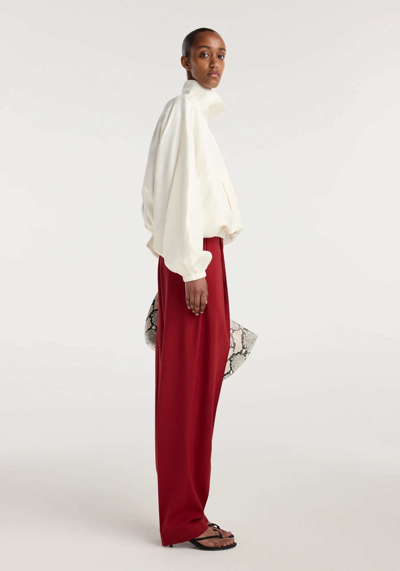 Silk blouson anorak, ivory