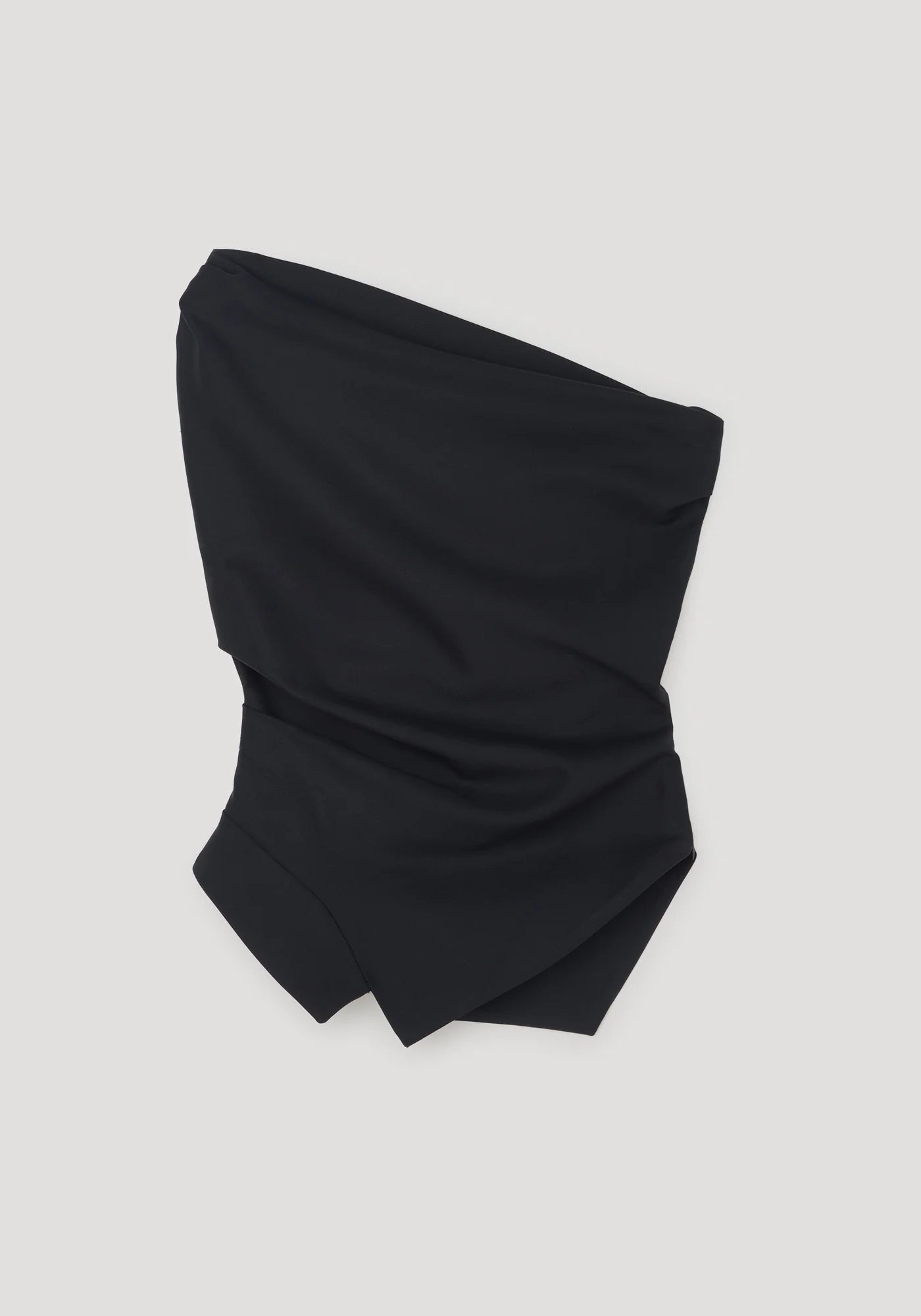 Off-shoulder lapel top, black