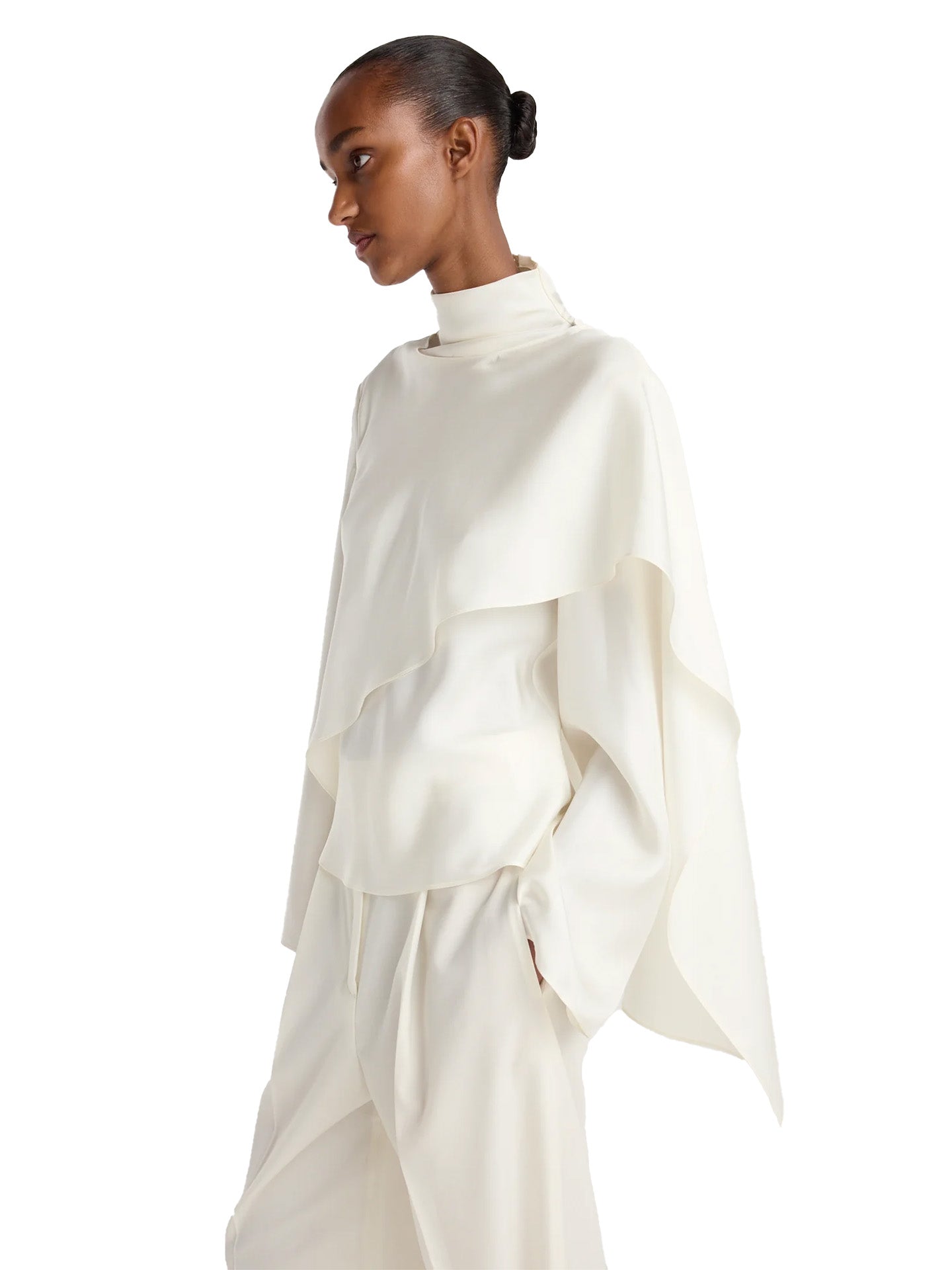 Silk foulard top, ivory