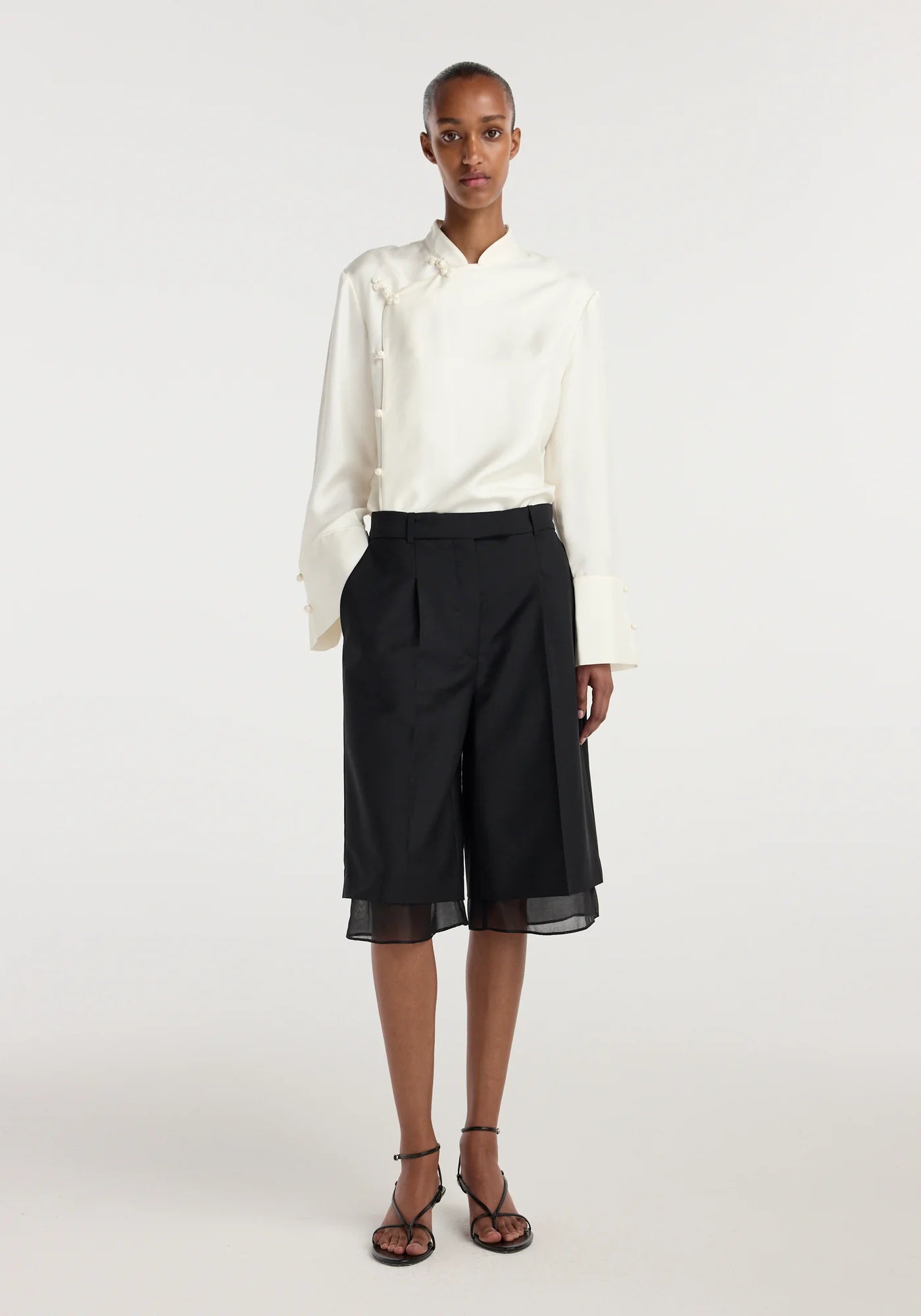 Organza lined shorts, black