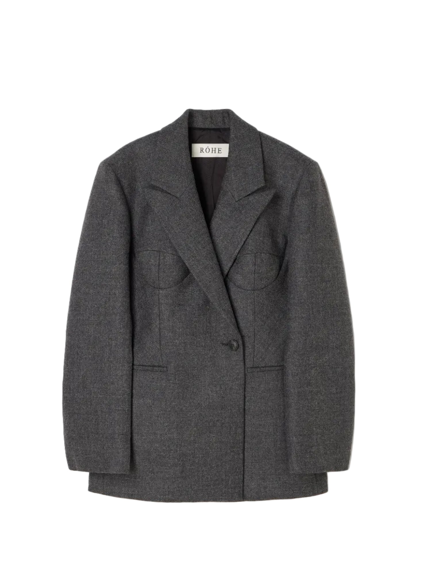 Cup detailed blazer, grey melange