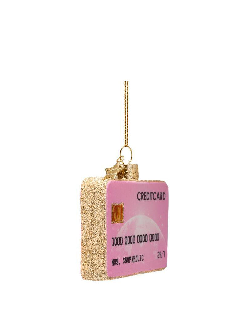 Pink credit card glass ornament