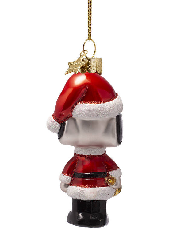 Snoopy glass ornament with Christmas outfit