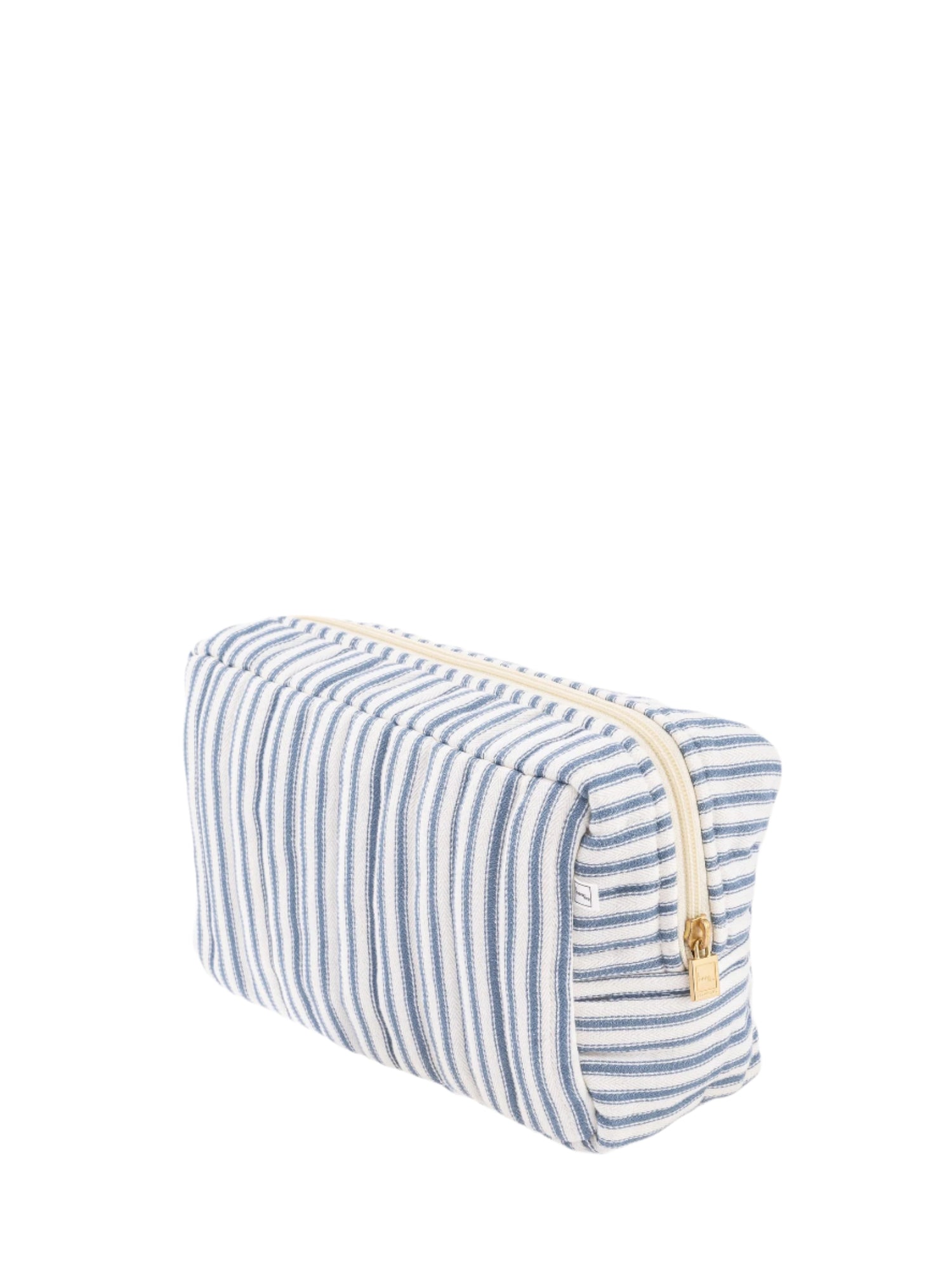 Pouch Medium square, Ticking stripe blue