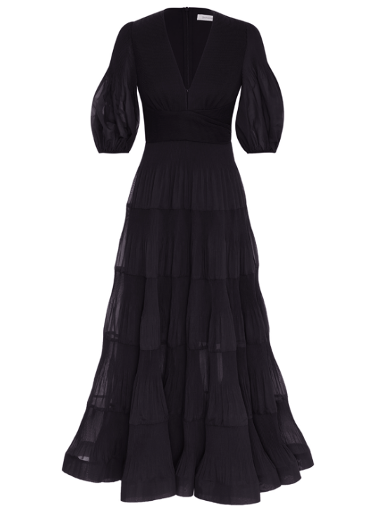 Pleated Midi Dress, black