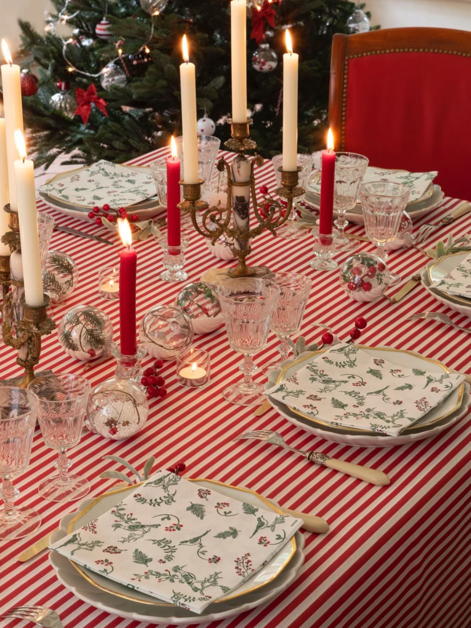 Christmas birds dinner napkin (40 x 40 cm)