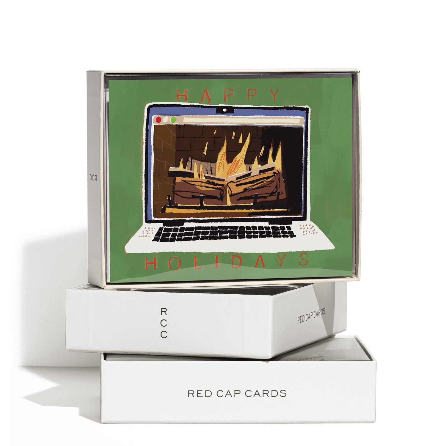 Fireplace glow happy holidays card