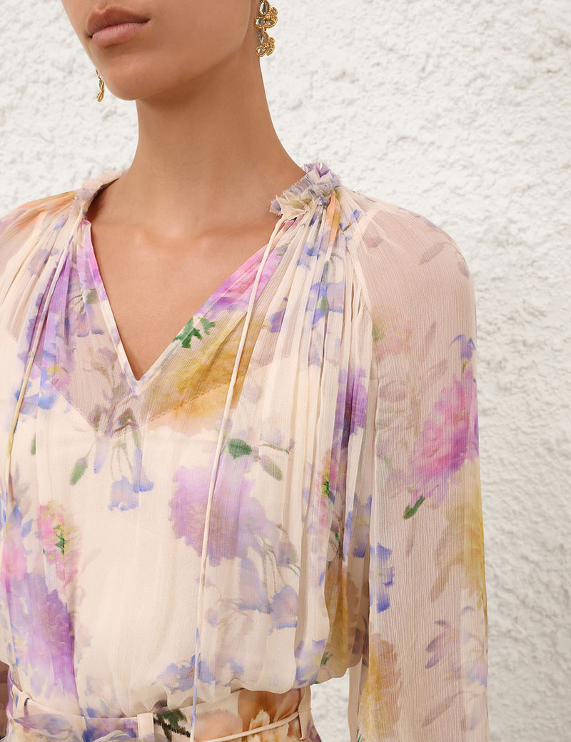 Luna ruffle billow blouse, cream-dahlia