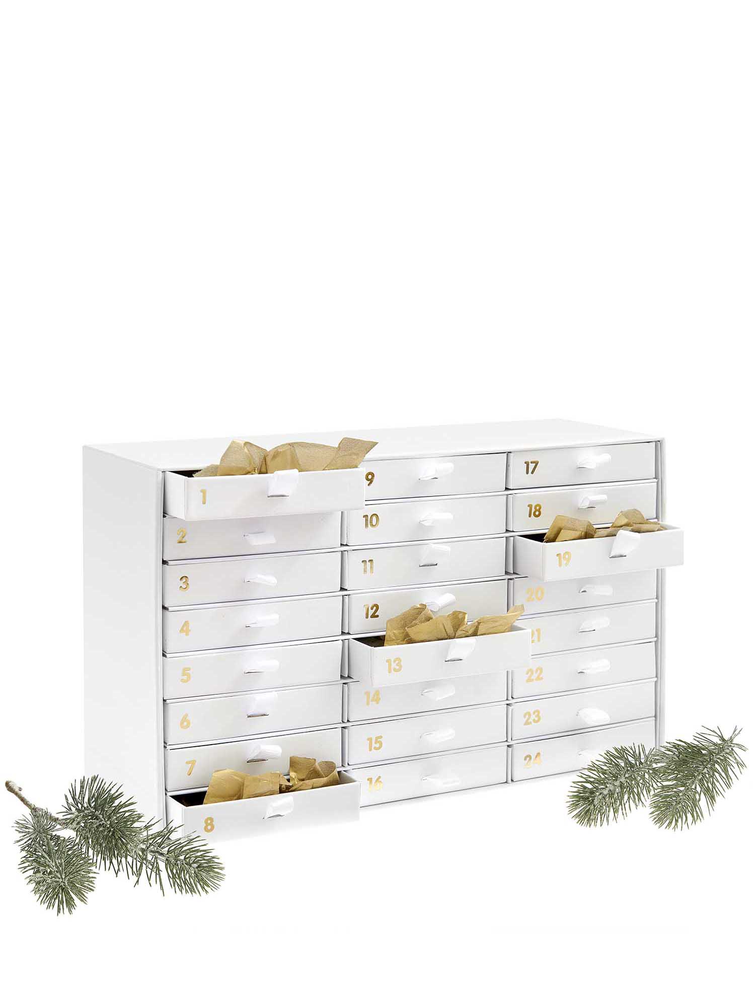 Advent calendar box, white-gold