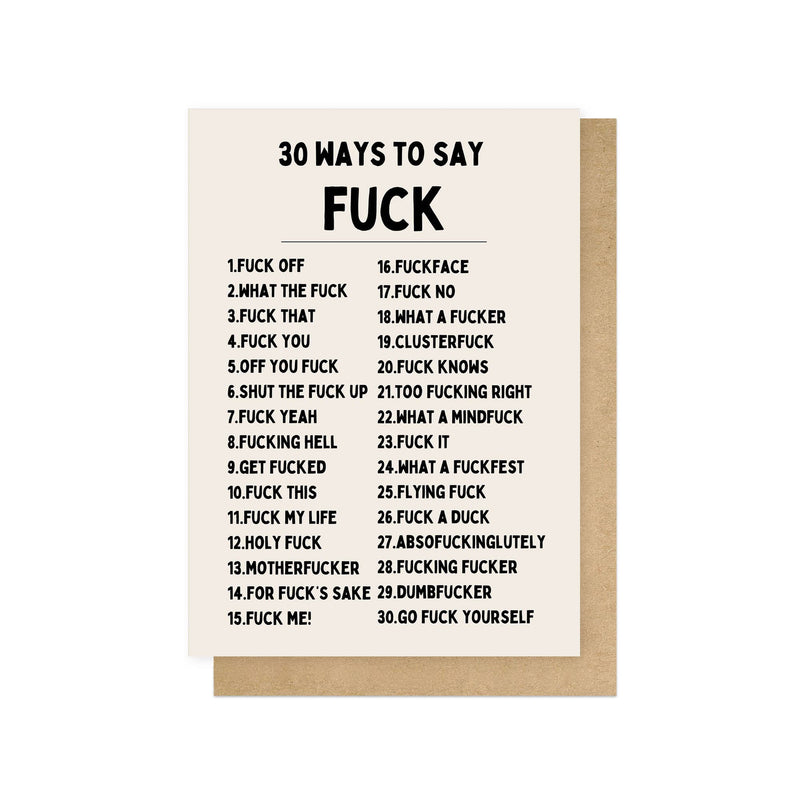 30 ways to say fuck large sympathy card