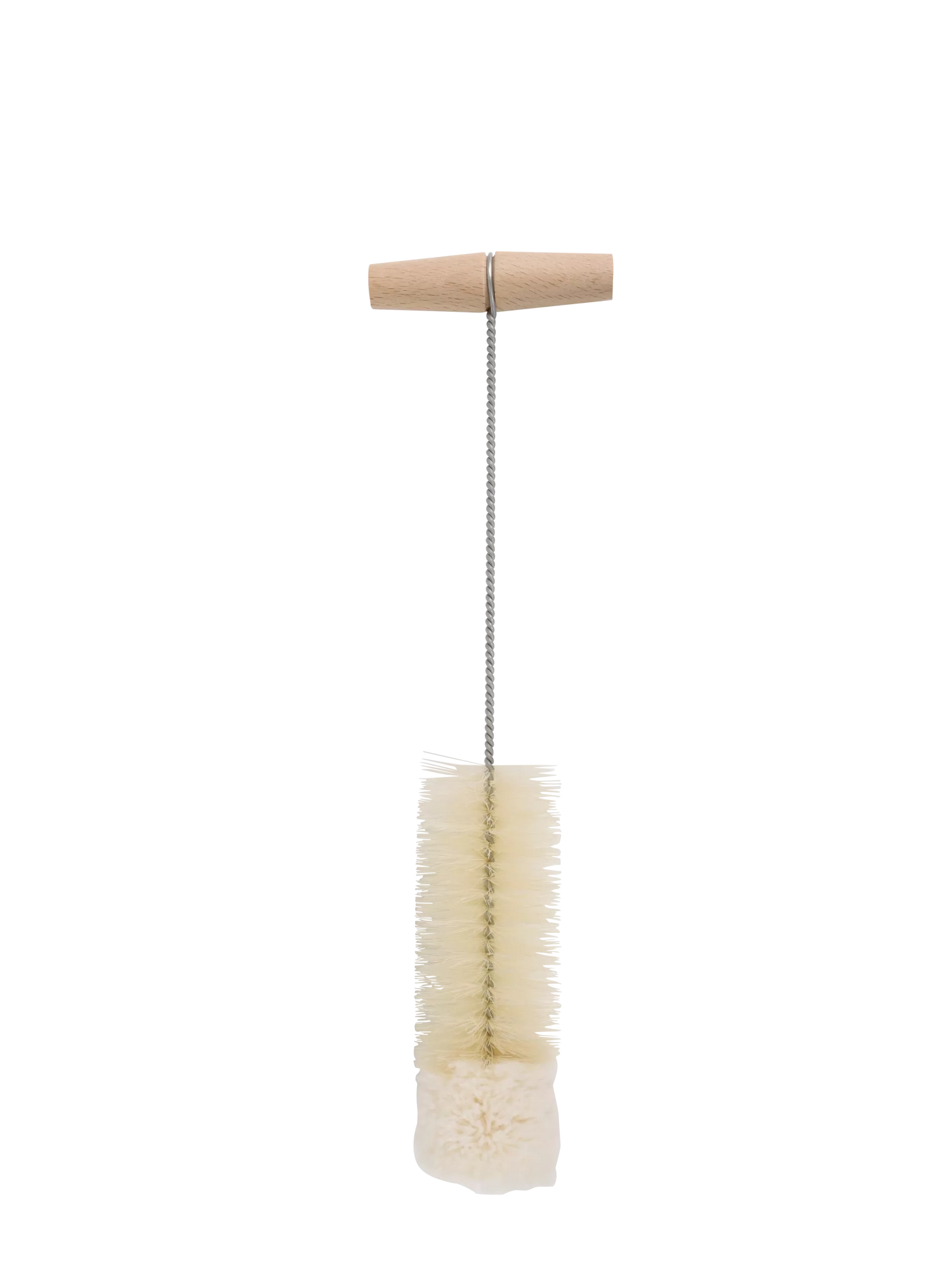 Bottle cleaning brush, metal wire with wooden T-handle (35cm)