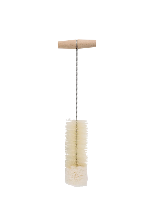 Bottle cleaning brush, metal wire with wooden T-handle (35cm)