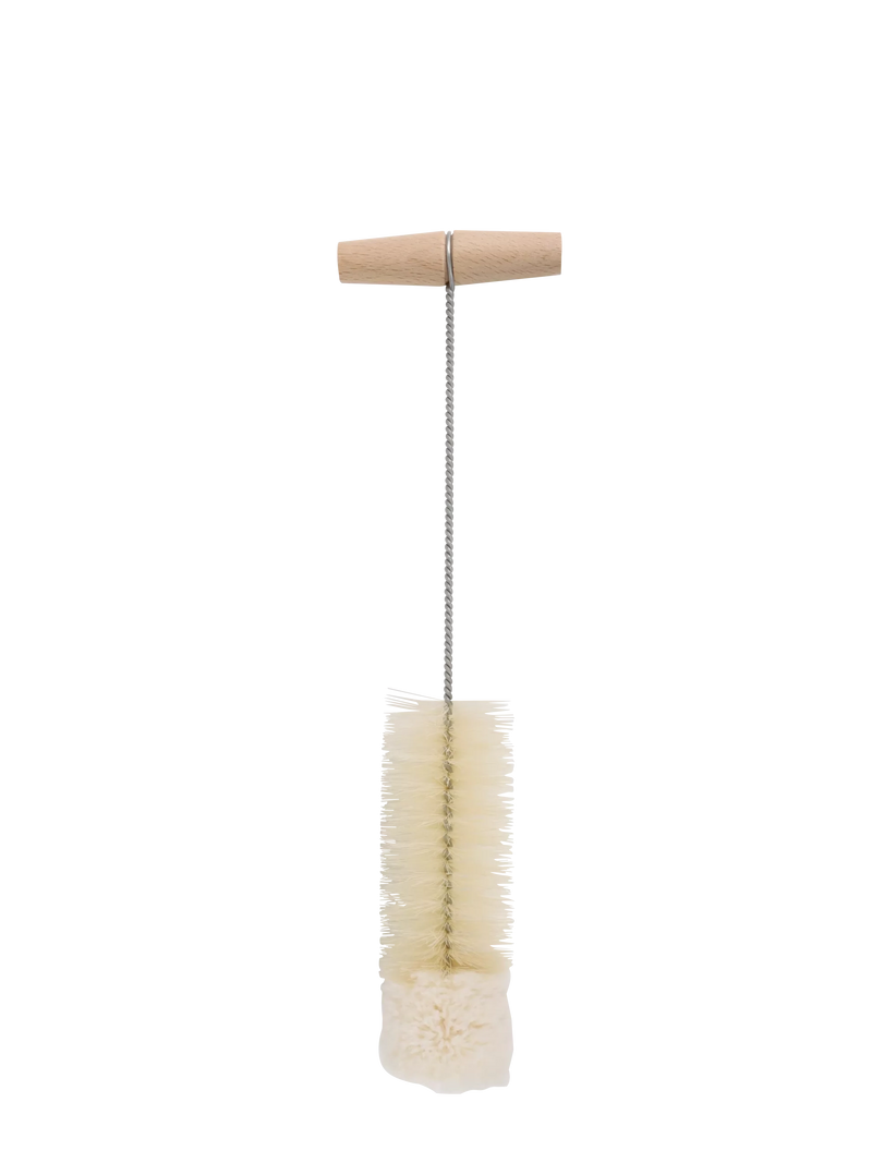 Bottle cleaning brush, metal wire with wooden T-handle (35cm)