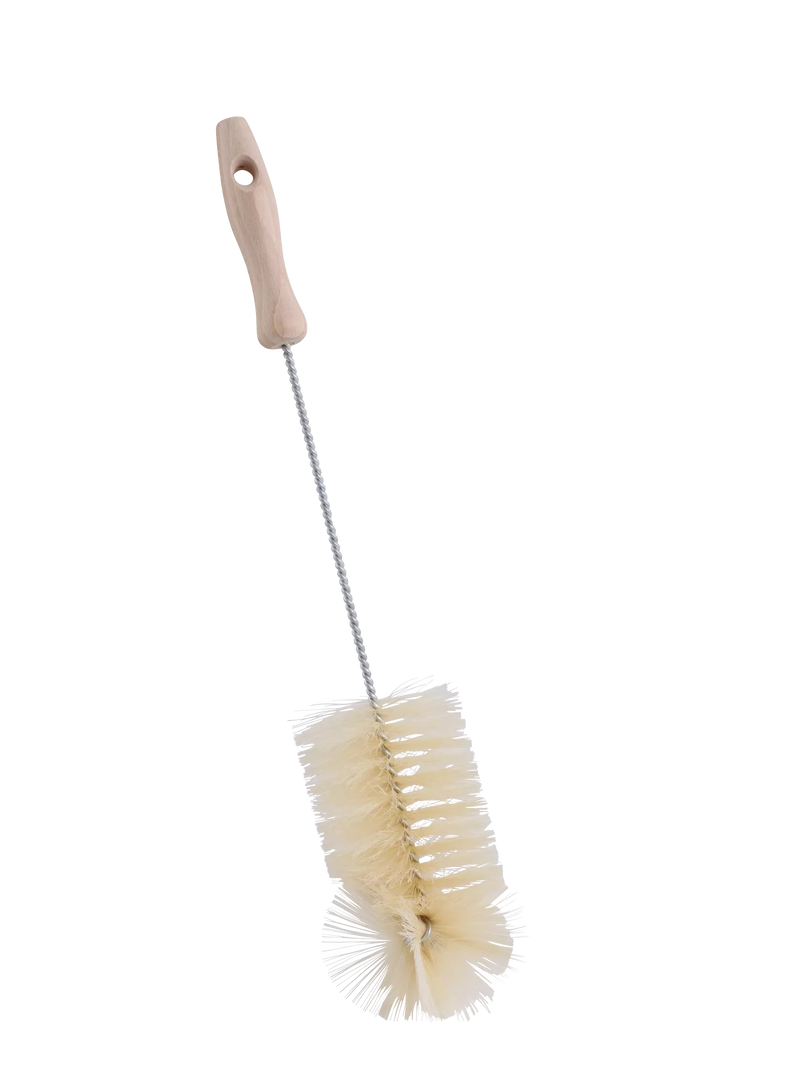 Bottle brush, metal wire with wooden I-handle