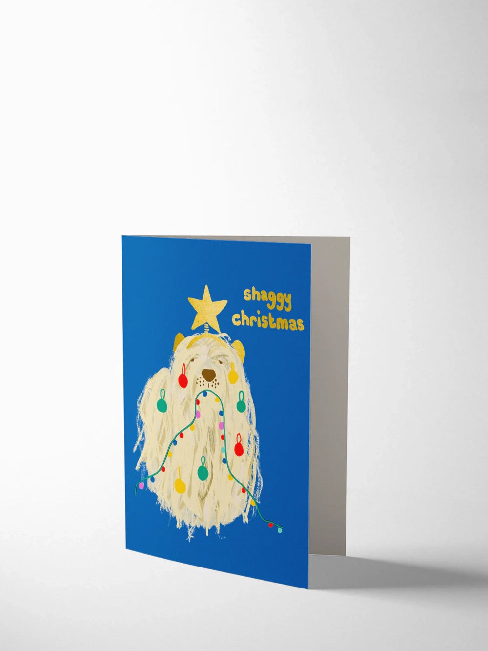 Shaggy dog christmas greeting card