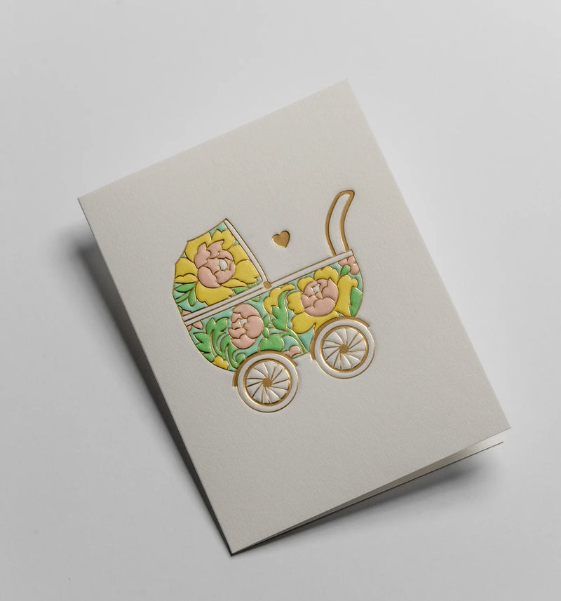 Decorative Pram, mini new baby card