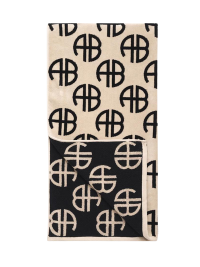 Bahia towel, beige-black monogram print